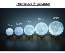 Carregar imagem no visualizador da galeria, LUMINARIA LUNA - LUA CHEIA USB 3D - ABAJUR LUA - AJUSTE DE CORES E INTENSIDADE - FRETE GRATUITO