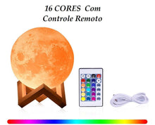 Carregar imagem no visualizador da galeria, LUMINARIA LUNA - LUA CHEIA USB 3D - ABAJUR LUA - AJUSTE DE CORES E INTENSIDADE - FRETE GRATUITO